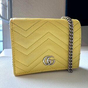 Gucci Marmont Chain Wallet Leather Handbag